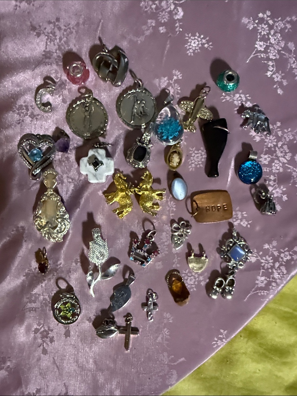 Mixed Jewelry Charm Lot - Assorted Silver & Gold Tones with Blue Accents